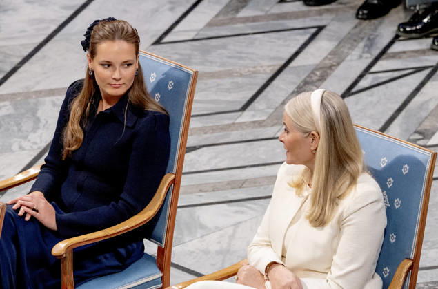 10-12-2025 Norway Princess Mette-Marit and Princess Ingrid Alexandra at the awarding of the Nobel Peace Prize to Maria Corina Machado from Venezuela in the city hall in Olso. Due to the circumstances in her home country of Venezuela, Maria Corina Machado was unable to attend the award ceremony in Norway. Â  Copyright: xPPEx