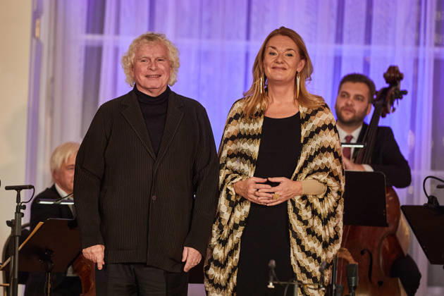 Mezzo-soprano Magdalena Kozena and her husband, British conductor Simon Rattle (left), received the Antonin Dvorak Award for 2025 from President Petr Pavel (not seen) in the Spanish Hall of Prague Castle, in Prague, on December 14, 2025. (CTKxPhoto DorotaxHolubova) CTKPhotoP2025121406653  CTKPhotoP2025121406653