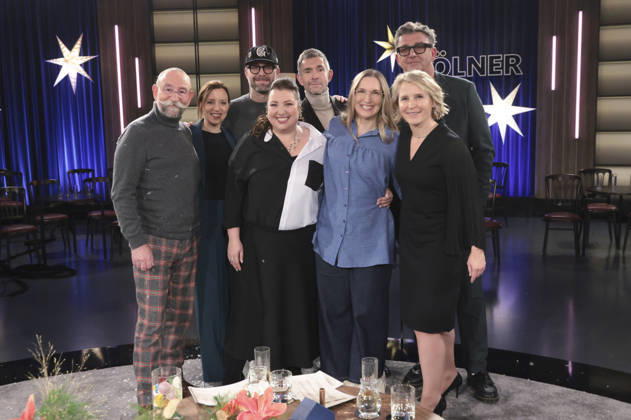Horst Lichter, Carina Raddatz, Mark Forster, Meltem Kaptan, Micky Beisenherz, Franca Cerutti, Hans Sigl und Susan Link bei der Aufzeichnung der WDR-Talkshow Kölner Treff im WDR Studio BS 3. Köln, 18.12.2025