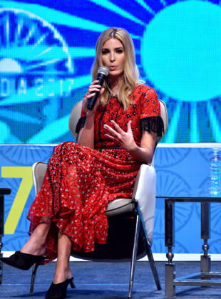Ivanka Trump at 8th annual Global Entrepreneurship Summit in India HYDERABAD, INDIA - NOVEMBER 29: Advisor to the U.S. President and head of the United States delegation Ivanka Trump speaks during a quiz with emerging enterpreneurs on the second day of the 8th annual Global Entrepreneurship Summit (GES) in Hyderabad, India on November 29, 2017. The summit will highlight the theme Women First, Prosperity for All, and will focus on supporting women entrepreneurs and fostering economic growth globally. The annual GES entrepreneurship gathering that convenes emerging entrepreneurs, investors and supporters from around the world, runs from 28 to 30 November. India World. Editorial use only. Please get in touch for any other usage.  Copyright: x2025xAnadoluxStringerx
