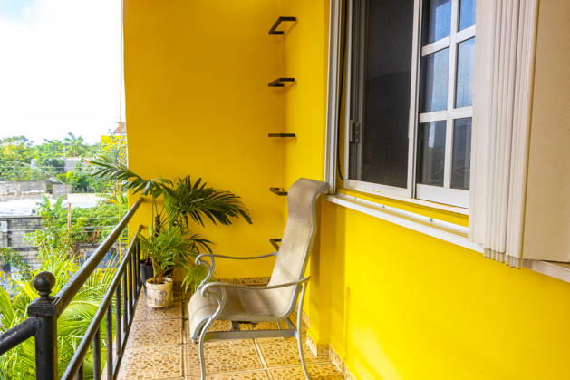 Balcony with armchair table and tropical plants palm trees Mexico. Playa del Carmen Quintana Roo Mexico 19. December 2024 Balcony with armchair table and tropical plants palm trees in Playa del Carmen Quintana Roo Mexico., 64767856.jpg RECORD DATE NOT STATED