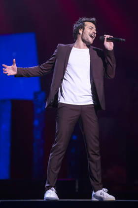 2016 Eurovision Song Contest Dress Rehearsal of the Grand Final STOCKHOLM, SWEDEN - MAY 13: Amir of France performs during the Second Dress Rehearsal of the Grand Final ahead of the 2016 Eurovision Song Contest in Stockholm, Sweden on May 13, 2016. Stockholms Lan Sweden. Editorial use only. Please get in touch for any other usage. Copyright: x2025xAnadoluxMehmetxKamanx
