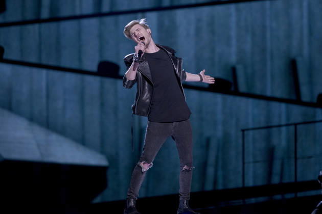 2016 Eurovision Song Contest Dress Rehearsal of the Grand Final STOCKHOLM, SWEDEN - MAY 13: Justs of Latvia performs during the Second Dress Rehearsal of the Grand Final ahead of the 2016 Eurovision Song Contest in Stockholm, Sweden on May 13, 2016. Stockholms Lan Sweden. Editorial use only. Please get in touch for any other usage. Copyright: x2025xAnadoluxMehmetxKamanx