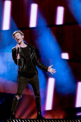 2016 Eurovision Song Contest Dress Rehearsal of the Grand Final STOCKHOLM, SWEDEN - MAY 13: Justs of Latvia performs during the Second Dress Rehearsal of the Grand Final ahead of the 2016 Eurovision Song Contest in Stockholm, Sweden on May 13, 2016. Stockholms Lan Sweden. Editorial use only. Please get in touch for any other usage. Copyright: x2025xAnadoluxMehmetxKamanx