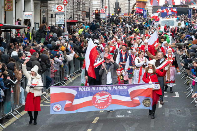 January 1, 2026, London, United Kingdom: People seen marching during the parade. Performers, marching bands, dancers, and decorated floats filled the streets of central London as the annual London New Year Parade processed from Piccadilly to Whitehall, marking the start of the year with a large public celebration. International marching bands and community groups showcased music, culture, and pageantry as crowds lined the route to watch the spectacle. London United Kingdom - ZUMAs197 20260101_aaa_s197_201 Copyright: xAndreaxDomeniconix