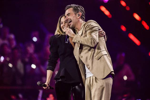 abb: Florian Silbereisen Moderator und Helene Fischer Saengerin auf der Buehne bei der ARD TV LIve Sendung bei den Schlagerchampions 2026 Das Grosse Fest der Besten auf der Buehne im Velodrom am 10.01.2026 in Berlin Berlin Germany