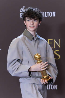 January 11, 2026, Beverly Hills, California, USA: Owen Cooper in the press room during the 83rd Annual Golden Globe Awards on Sunday, January 11, 2026, at the Beverly Hilton in Beverly Hills, California. ARIANA RUIZ BNS PI Beverly Hills USA - ZUMAp124 20260111_zaa_p124_221 Copyright: xArianaxRuizx