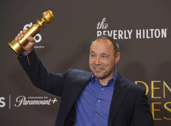 Stephen Graham appears backstage after winning the award for Best Performance by a Male Actor in a Limited Series, Anthology Series, or a Motion Picture Made for Television Award for Adolescence during the 83rd annual Golden Globe Awards at the Beverly Hilton in Beverly Hills, California on Sunday, January 11, 2026.  LAP2026011224 JIMxRUYMEN