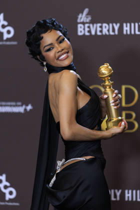 January 11, 2026, Beverly Hills, California, USA: Teyana Taylor in the press room during the 83rd Annual Golden Globe Awards on Sunday, January 11, 2026, at the Beverly Hilton in Beverly Hills, California. ARIANA RUIZ BNS PI Beverly Hills USA - ZUMAp124 20260111_zaa_p124_329 Copyright: xArianaxRuizx