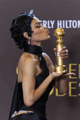 January 11, 2026, Beverly Hills, California, USA: Teyana Taylor in the press room during the 83rd Annual Golden Globe Awards on Sunday, January 11, 2026, at the Beverly Hilton in Beverly Hills, California. ARIANA RUIZ BNS PI Beverly Hills USA - ZUMAp124 20260111_zaa_p124_333 Copyright: xArianaxRuizx