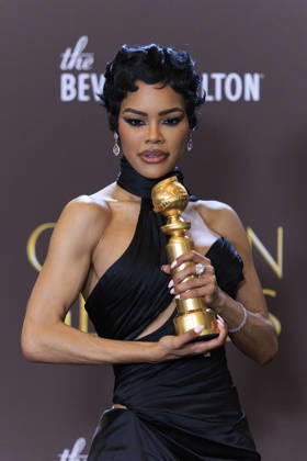 January 11, 2026, Beverly Hills, California, USA: Teyana Taylor in the press room during the 83rd Annual Golden Globe Awards on Sunday, January 11, 2026, at the Beverly Hilton in Beverly Hills, California. ARIANA RUIZ BNS PI Beverly Hills USA - ZUMAp124 20260111_zaa_p124_337 Copyright: xArianaxRuizx