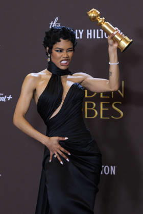 January 11, 2026, Beverly Hills, California, USA: Teyana Taylor in the press room during the 83rd Annual Golden Globe Awards on Sunday, January 11, 2026, at the Beverly Hilton in Beverly Hills, California. ARIANA RUIZ BNS PI Beverly Hills USA - ZUMAp124 20260111_zaa_p124_352 Copyright: xArianaxRuizx