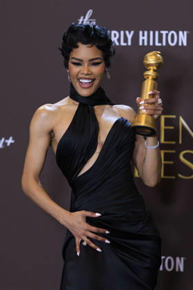 January 11, 2026, Beverly Hills, California, USA: Teyana Taylor in the press room during the 83rd Annual Golden Globe Awards on Sunday, January 11, 2026, at the Beverly Hilton in Beverly Hills, California. ARIANA RUIZ BNS PI Beverly Hills USA - ZUMAp124 20260111_zaa_p124_351 Copyright: xArianaxRuizx