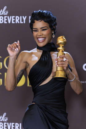 January 11, 2026, Beverly Hills, California, USA: Teyana Taylor in the press room during the 83rd Annual Golden Globe Awards on Sunday, January 11, 2026, at the Beverly Hilton in Beverly Hills, California. ARIANA RUIZ BNS PI Beverly Hills USA - ZUMAp124 20260111_zaa_p124_353 Copyright: xArianaxRuizx