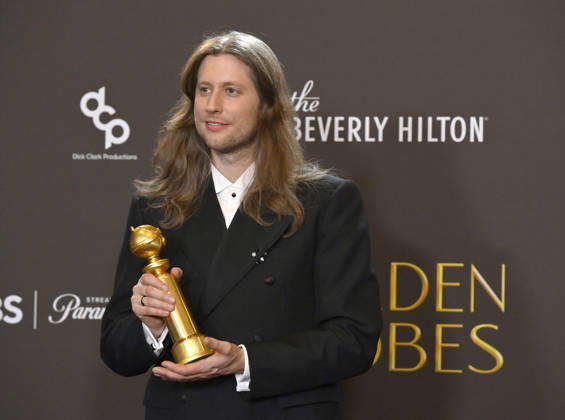 Ludwig Göransson appears backstage after winning the award for Best Original Score - Motion Picture and Cinematic and Box Office Achievement awards for Sinners during the 83rd annual Golden Globe Awards at the Beverly Hilton in Beverly Hills, California on Sunday, January 11, 2026.  LAP20260111280 JIMxRUYMEN