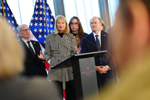 DENMARK Press conference with American delegation Senator Lisa Murkowski from the Republican Party speaks during a press conference with an American delegation, consisting of senators and members of the House of Representatives, in Copenhagen, Saturday, January 17, 2026. The delegation, which consists of 11 American congress members, is visiting Denmark after the US President, Donald Trump, reiterated his desire for ownership of Greenland. (Photo: Ida Marie Odgaard Scanpix 2026) , Copenhagen Denmark Copyright: IdaxMariexOdgaardx spdk20260117-111808-L