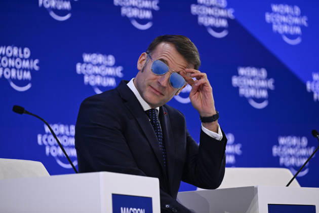 World Economic Forum Annual Meeting DAVOS, SWITZERLAND - JANUARY 20: French President Emmanuel Macron delivers a speech during the World Economic Forum Annual Meeting (WEF) held in Davos, Switzerland on January 20, 2026. Harun Ozalp Anadolu Davos Switzerland. Editorial use only. Please get in touch for any other usage.  Copyright: x2026xAnadoluxHarunxOzalpx