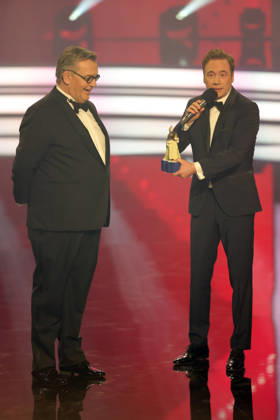 Bayerischer Filmpreis 2025 Michael Bully Herbig und Hape Kerkeling. Verleihung des 47. Bayerischen Filmpreises am 23.01.2026 im Prinzregententheater in München. Bayern, Deutschland. Der Bayerische Filmpreis wird seit 1979 von der Bayerischen Staatsregierung verliehen, um die Bedeutung des Kinofilms als Kulturgut herauszustellen.