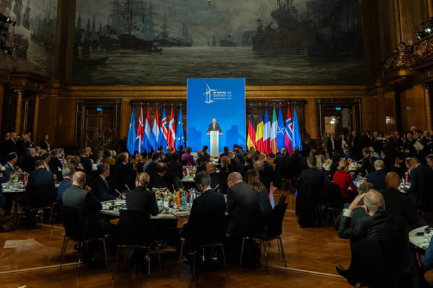 Bundeskanzler Friedrich Merz hält eine Rede im Hamburger Rathaus vor den Teilnehmern des Nordseegipfels;3rd North Sea Summit 2026 in Hamburg, Germany - 3. Nordseegipfel 2026 in Hamburg, Deutschland, Hamburg Hamburg Deutschland Rathaus, Townhall