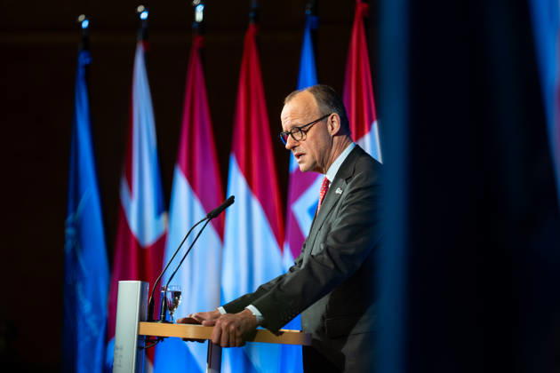 Bundeskanzler Friedrich Merz hält eine Rede im Hamburger Rathaus vor den Teilnehmern des Nordseegipfels;3rd North Sea Summit 2026 in Hamburg, Germany - 3. Nordseegipfel 2026 in Hamburg, Deutschland, Hamburg Hamburg Deutschland Rathaus, Townhall