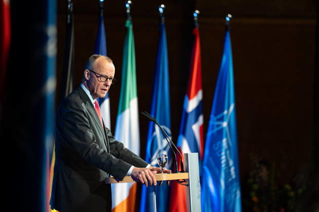 Bundeskanzler Friedrich Merz hält eine Rede im Hamburger Rathaus vor den Teilnehmern des Nordseegipfels;3rd North Sea Summit 2026 in Hamburg, Germany - 3. Nordseegipfel 2026 in Hamburg, Deutschland, Hamburg Hamburg Deutschland Rathaus, Townhall