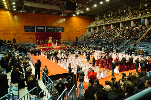 The King and Queen of Spain attend the funeral mass in memory of the 45 people killed in the train accident in Adamuz Cordoba Interior of the Carolina Marin Sports Palace, where the funeral mass in memory of the 45 people killed in the train accident in Adamuz Cordoba took place January 29th, 2026 in Huelva, Spain The Archbishop of Huelva, Santiago Gomez Sierra, presided the religious ceremony in memory of the 45 people killed in the train accident in Adamuz Cordoba, Santiago Gómez Sierra, has presided over the religious ceremony in memory of the 45 deceased in the train accident in Adamuz Córdoba , held at the Carolina Marín Sports Palace because the Cathedral of La Merced does not have enough capacity to accommodate the crowd of attendee  Copyright: xClaraxCarrascox 7253643