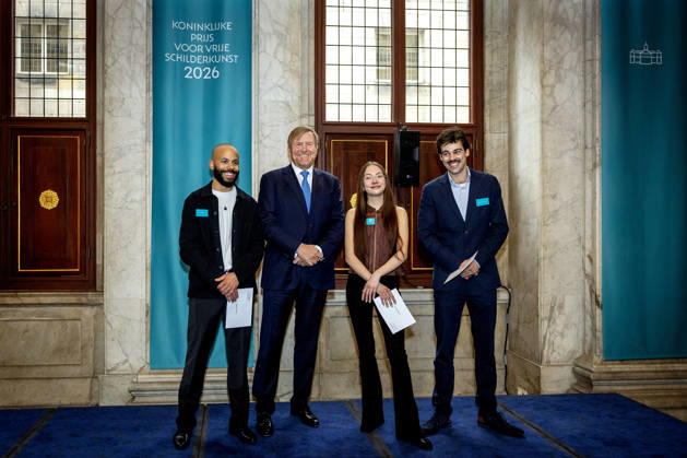 03-02-2026 Amsterdam King Willem-Alexander attended the 2026 Royal Award for Modern Painting in the Burgerzaal at the Dam palace in Amsterdam. Winners: Gideon van Gameren and Lorian Gwynn and Dion Rosina are recognized and received this incentive prize, which includes a sum of 9,000 euro. Â  Copyright: xPPEx