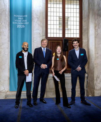 03-02-2026 Amsterdam King Willem-Alexander attended the 2026 Royal Award for Modern Painting in the Burgerzaal at the Dam palace in Amsterdam. Winners: Gideon van Gameren and Lorian Gwynn and Dion Rosina are recognized and received this incentive prize, which includes a sum of 9,000 euro. Â  Copyright: xPPEx