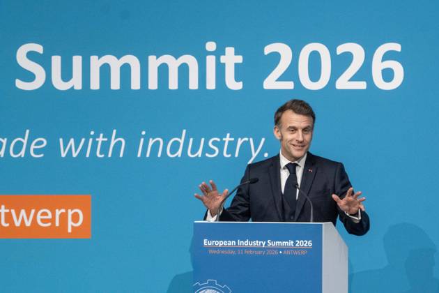 French President Emmanuel Macron is pictured during the European Industry Summit, in Brussels, Wednesday 11 February 2026. JONASxROOSENS 162671872