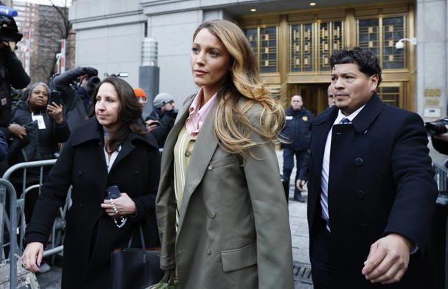 Blake Lively departs U.S. District Court in Manhattan after settlement conference to get to a resolution ahead of the May 18 trial against Justin Baldoni on Wednesday, February 11, 2026 in New York City. Both Baldoni and Lively have filed lawsuits against one another following the production of the 2024 movie It Ends With Us.  NYP20260211101 JOHNxANGELILLO