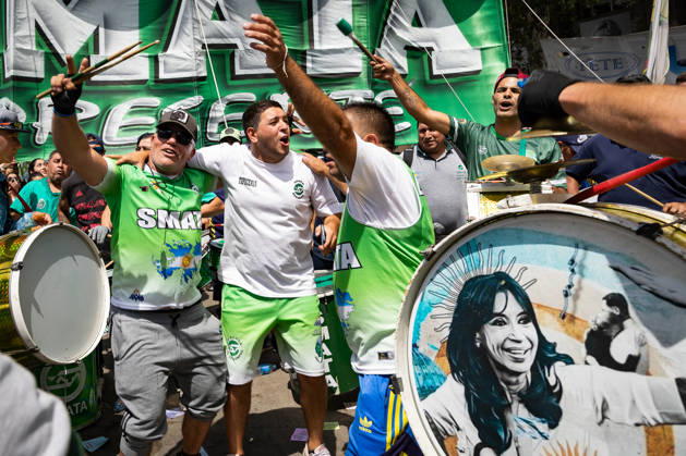 February 11, 2026, Buenos Aires, Buenos Aires, Argentina: Union leaders sing during the march against labor reform outside the National Congress Buenos Aires Argentina - ZUMAp265 20260211_zip_p265_005 Copyright: xDelfinaxCorberaxPix