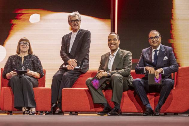 abb Ewa PuszczyÅ ska, Wim Wenders, Reinaldo Marcus Green und Shivendra Singh Dungarpur Jury im Berlinale Palast bei der Berlinale 2026 Finale Abschlussveranstaltung und Preisverleihung der 76.Internationale Filmfestspiele Berlin am Samstag 21.02.2026 in Berlin Berlin Deutschland