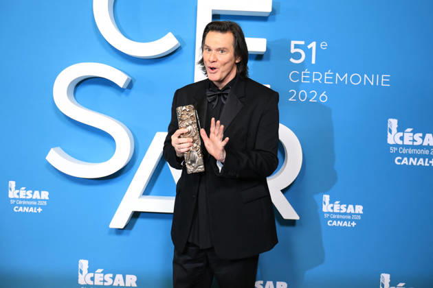 51st Cesar Ceremony Press Room Jim Carrey poses with the Honorary Cesar Award during the 51st Cesar Film Awards held at l Olympia on February 26, 2026, in Paris, France. Photo by Jerome Domine ABACAPRESS.COM Paris France  Copyright: xDominexJerome ABACAx