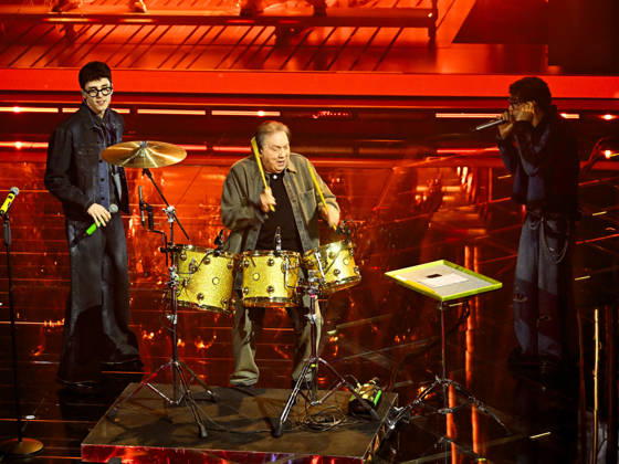 Sanremo, 76th Italian Song Festival. Fourth Night. Pictured: LDA & AKA 7EVEN with Tullio De Piscopo. Copyright: xMaurizioxD Avanzox xipa-agency.netx xPoolxSanremox02x IPA_Agency_IPA72123956