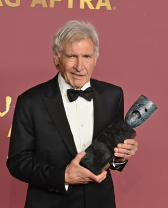 Harrison Ford, recipient of the SAG-AFTRA Life Achievement Award, appears backstage during the 32nd annual SAG Awards held at the Shrine Auditorium in Los Angeles on Sunday, March 1, 2026.  LAP20260301887 JIMxRUYMEN