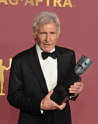 Harrison Ford, recipient of the SAG-AFTRA Life Achievement Award, appears backstage during the 32nd annual SAG Awards held at the Shrine Auditorium in Los Angeles on Sunday, March 1, 2026.  LAP20260301890 JIMxRUYMEN