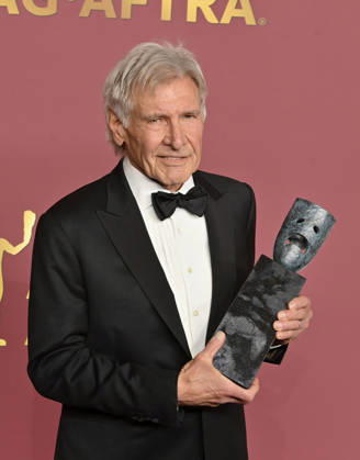 Harrison Ford, recipient of the SAG-AFTRA Life Achievement Award, appears backstage during the 32nd annual SAG Awards held at the Shrine Auditorium in Los Angeles on Sunday, March 1, 2026.  LAP20260301891 JIMxRUYMEN