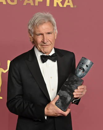 Harrison Ford, recipient of the SAG-AFTRA Life Achievement Award, appears backstage during the 32nd annual SAG Awards held at the Shrine Auditorium in Los Angeles on Sunday, March 1, 2026.  LAP20260301892 JIMxRUYMEN