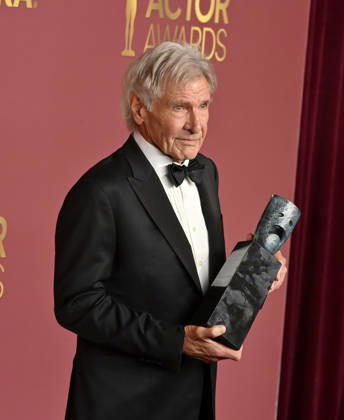 Harrison Ford, recipient of the SAG-AFTRA Life Achievement Award, appears backstage during the 32nd annual SAG Awards held at the Shrine Auditorium in Los Angeles on Sunday, March 1, 2026.  LAP20260301893 JIMxRUYMEN