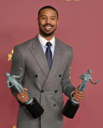 Entertainment Themen der Woche Michael B. Jordan, winner of the Outstanding Performance by a Male Actor in a Leading Role and Outstanding Performance by a Cast in a Motion Picture for Sinners, appears backstage during the 32nd annual SAG Awards held at the Shrine Auditorium in Los Angeles on Sunday, March 1, 2026.  LAP20260301141 JIMxRUYMEN