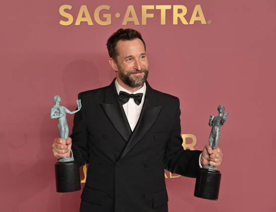Noah Wyle, winner of the Outstanding Performance by a Male Actor in a Drama Series and Outstanding Performance by an Ensemble in a Drama Series Awards for The Pitt, appears backstage during the 32nd annual SAG Awards held at the Shrine Auditorium in Los Angeles on Sunday, March 1, 2026.  LAP20260301163 JIMxRUYMEN