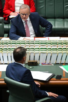 QUESTION TIME, Australian Prime Minister Anthony Albanese reacts during Question Time in the House of Representatives at Parliament House in Canberra, Tuesday, March 3, 2026. ( NO ARCHIVING CANBERRA AUSTRALIAN CAPITAL TERRITORY AUSTRALIA Copyright: xLUKASxCOCHx 20260303146984962522