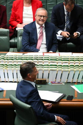 QUESTION TIME, Australian Prime Minister Anthony Albanese reacts during Question Time in the House of Representatives at Parliament House in Canberra, Tuesday, March 3, 2026. ( NO ARCHIVING CANBERRA AUSTRALIAN CAPITAL TERRITORY AUSTRALIA Copyright: xLUKASxCOCHx 20260303184275999166