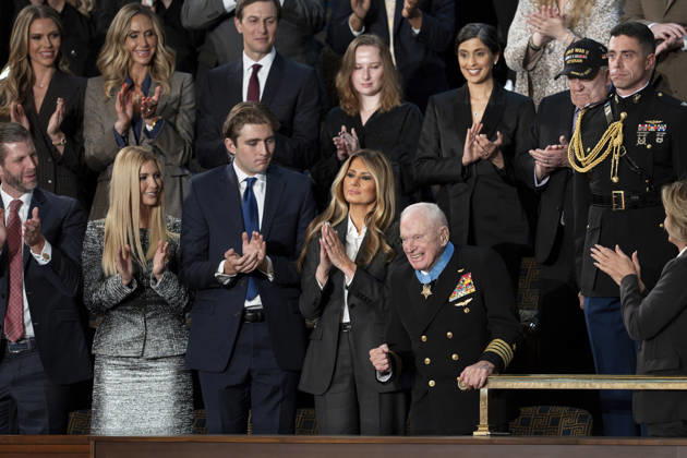 March 4, 2026, Washington, Dc, United States of America: U.S First Lady Melania Trump presents the Medal of Honor to 100-year-old Navy veteran Captain E. Royce Williams during the State of the Union address to a Joint Session of Congress on Capitol Hill, February 24, 2026 in Washington, D.C. Washington United States of America - ZUMAp138 20260304_zaa_p138_076 Copyright: xAndreaxHanks WhitexHousex