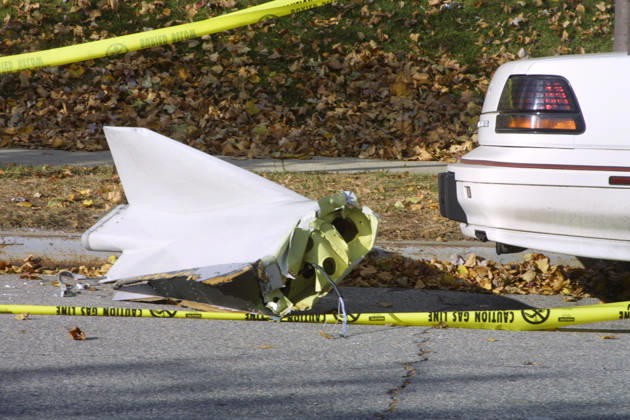 American Airlines Fight 587 Crashes in NYC Nov 12, 2001; Queens, NY, USA; A piece of the wreckage of American Airlines Flight 587 which crashed in Belle Harbor, Queens shortly after takeoff from JFK Airport.. Copyright: xNancyxKaszermanx