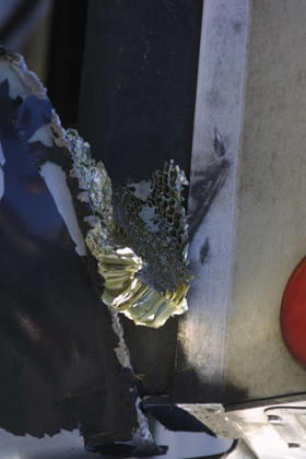 American Airlines Fight 587 Crashes in NYC Nov 12, 2001; Queens, NY, USA; A piece of the wreckage of American Airlines Flight 587 which crashed in Belle Harbor, Queens shortly after takeoff from JFK Airport.. Copyright: xNancyxKaszermanx