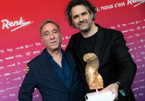 Alon Knoll and Gregory Zalcman pose for the photographer at the 15th edition of the Rene du Cinema film awards ceremony, Saturday 07 March 2026, in Brussels. The awards are rewarded to movies of Belgian French-speaking producers. EMILExWINDAL 166823496