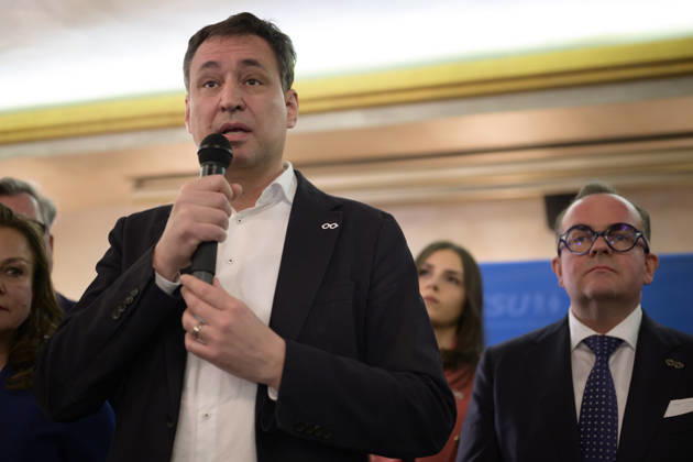 Georg Eisenreich, hinten Clemens Baumgärtner - Wahlparty der CSU nach der Kommunalwahl Stadtratswahl Oberbürgermeisterwahl im Parkcafe, München 8.3.2026