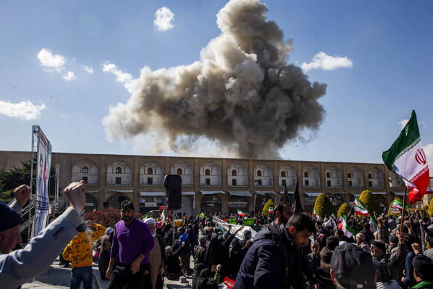 March 9, 2026, Isfahan, Iran: An explosion occurred near Naqsh-e Jahan Square as demonstrators waved Iranian national flags while gathering for a rally in support of the new Supreme Leader in Isfahan. Iran marked the appointment of Ayatollah Khamenei, who succeeded his father as Supreme Leader, with a new barrage of missiles launched against Israel and Gulf states on March 9. This escalation coincided with a Middle East war that caused oil prices to soar. Isfahan Iran - ZUMAi98_ 20260309_zih_i98_046 Copyright: xIranianxSupremexLeader SxOfficex