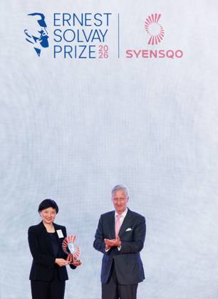 King Philippe - Filip of Belgium hands out the award to professor Xiaowei Zhuang (for pioneering the development of genome-scale imaging) at the Ernest Solvay Prize Award Ceremony 2026, Tuesday 10 March 2026 in Brussels. The Ernest Solvay Prize is a biennial award created in 2013 and accompanied by a prize of 300,000 euros. It honours scientists whose research contributes to shaping the chemistry of tomorrow.  BENOITxDOPPAGNE 167074349
